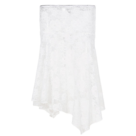 Damen Spitzenrock mit asymmetrischem Schnitt und floralen Details EB