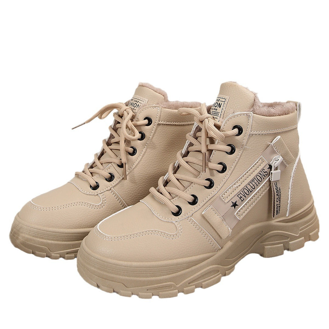 Damen  gefütterte High-Top Sneaker-Boots mit dicker Profilsohle und seitlichem Reißverschluss EB