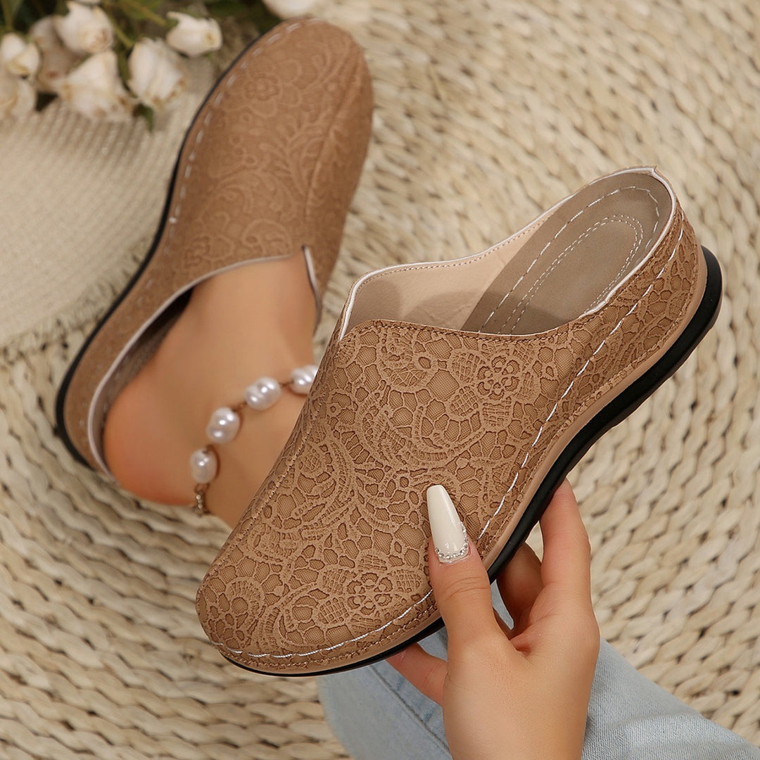 Damen Clogs mit floralen Spitzen und rutschfester Sohle EB