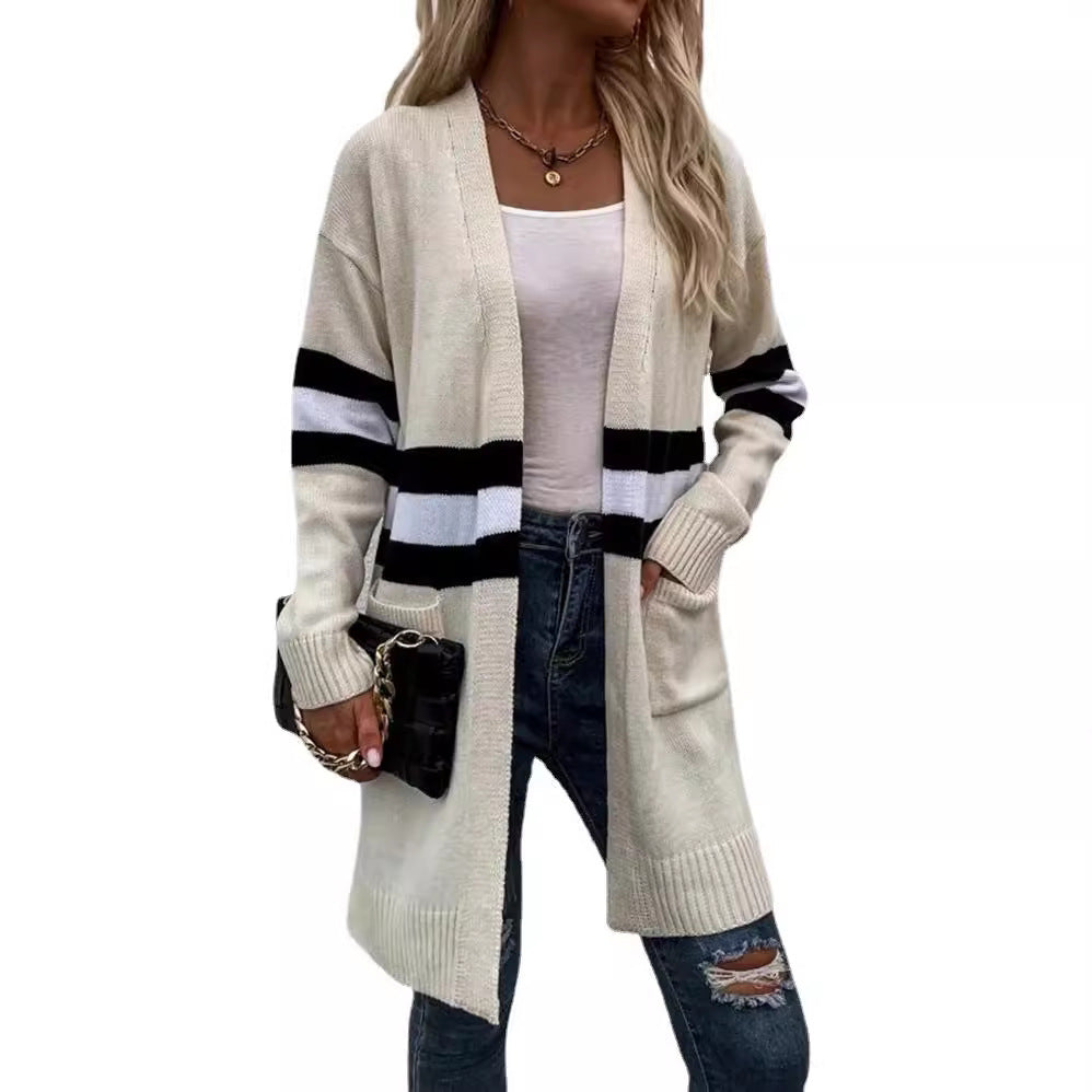Damen Strickjacke mit modernen Streifen EB