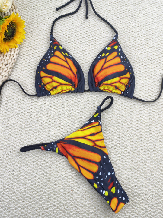 Damen Bikini-Set mit trendigem Schmetterlingsdesign und verstellbaren Bändern EB