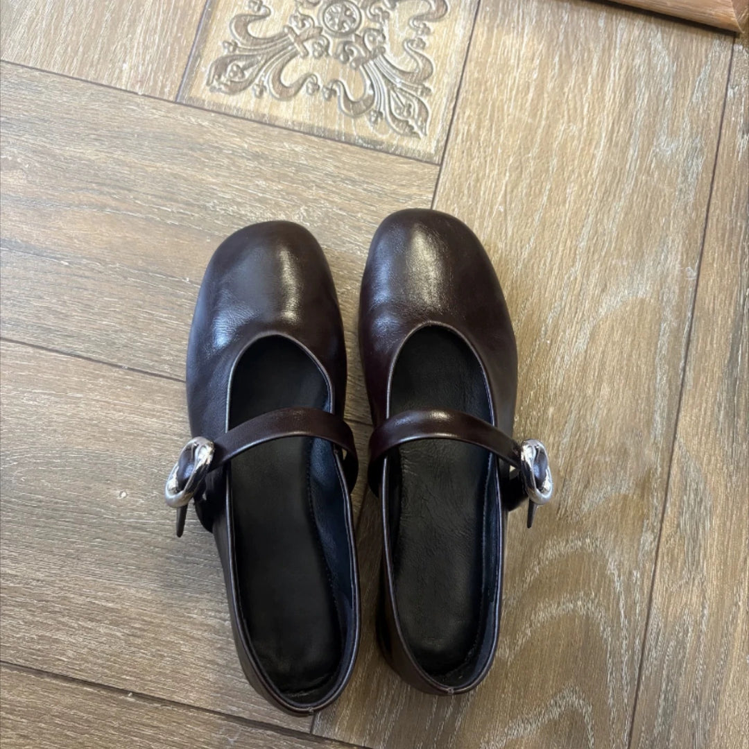 Damen Ballerinas mit verstellbarem Riemen und eleganter Schnalle EB