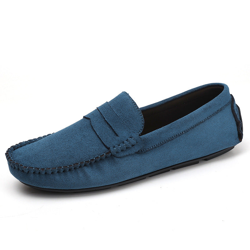 Herren elegante Veloursleder-Mokassin Fahrerhalbschuhe mit handgenähter Vordernaht und flexibler Gummiprofilsohle EB