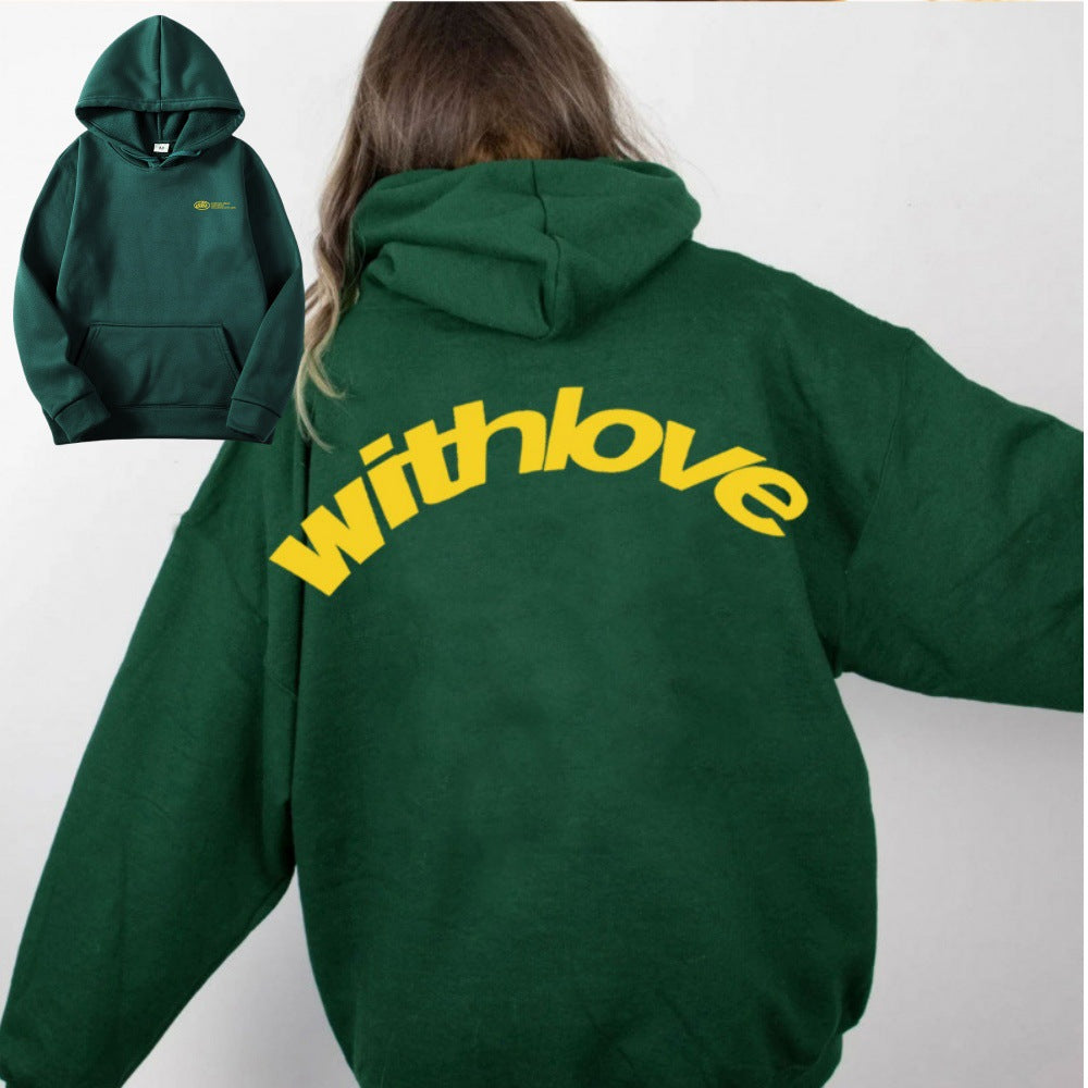Unisex nan oversized Kapuzenpullover mit großflächigem Rückenprint, Kängurutasche und gerippten Bündchen EB