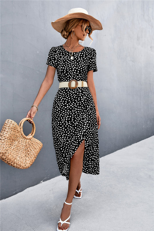Damen Midikleid mit asymmetrischem Schnitt und dekorativem Gürtel EB