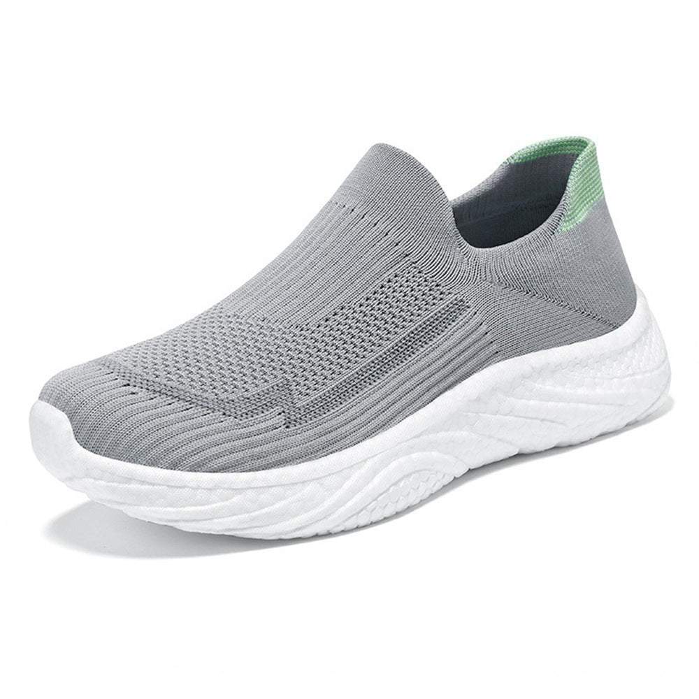 Damen nan nahtloser Strick-Slip-On Komfort-Laufschuh mit sockenähnlichem Schaft und gedämpfter Wellen-EVA-Sohle EB