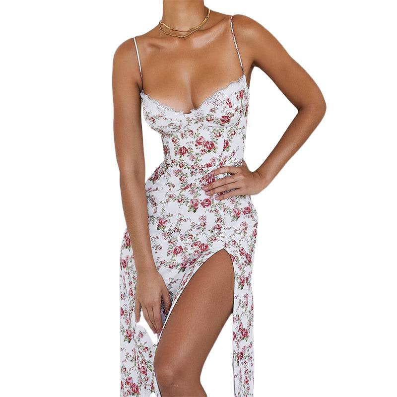 Damen Blumenkleid mit Spitze EB