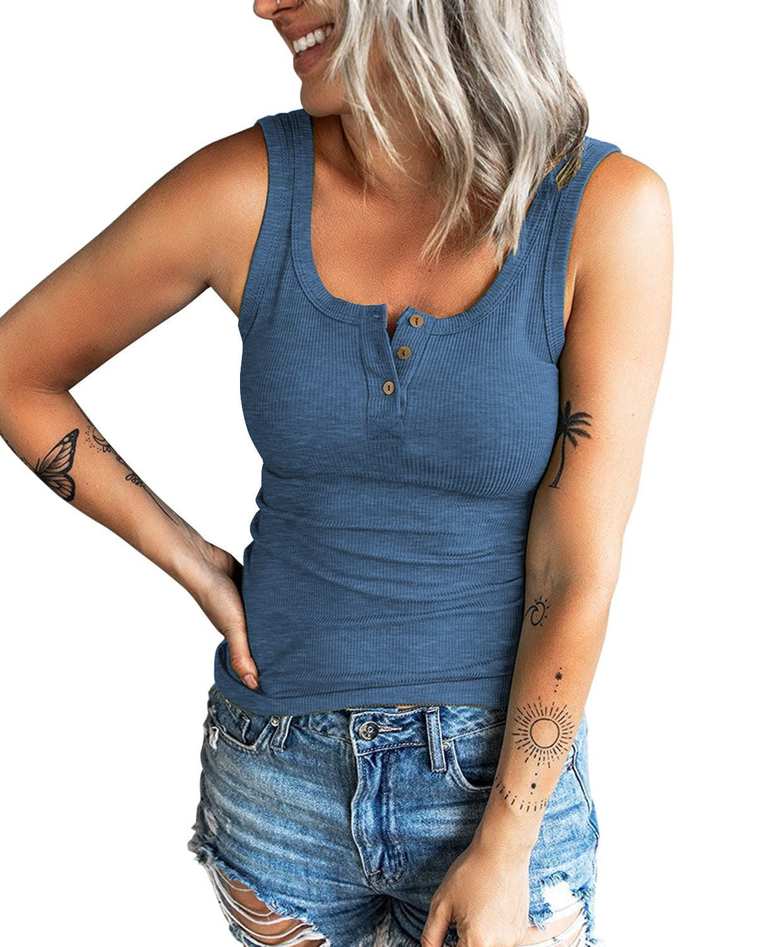 Damen komfortables Trägershirt mit Knopfdetails EB