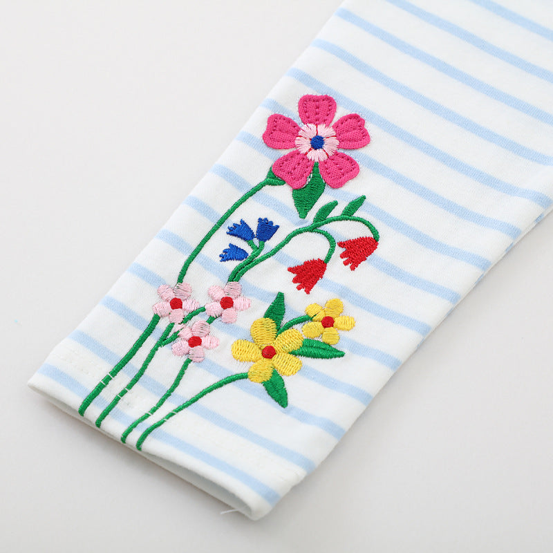 Mädchen Leggings mit buntem Blütenstickdesign EB