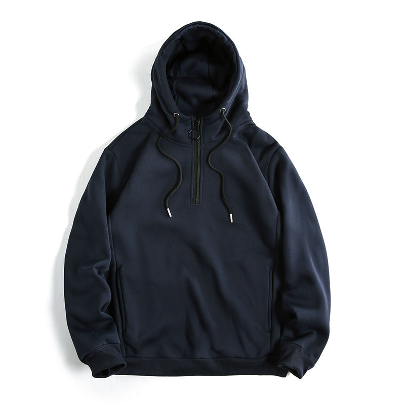 Damen Modischer Kapuzenpullover mit halbem Reißverschluss und weichem Innenfutter EB