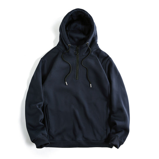 Damen Modischer Kapuzenpullover mit halbem Reißverschluss und weichem Innenfutter EB