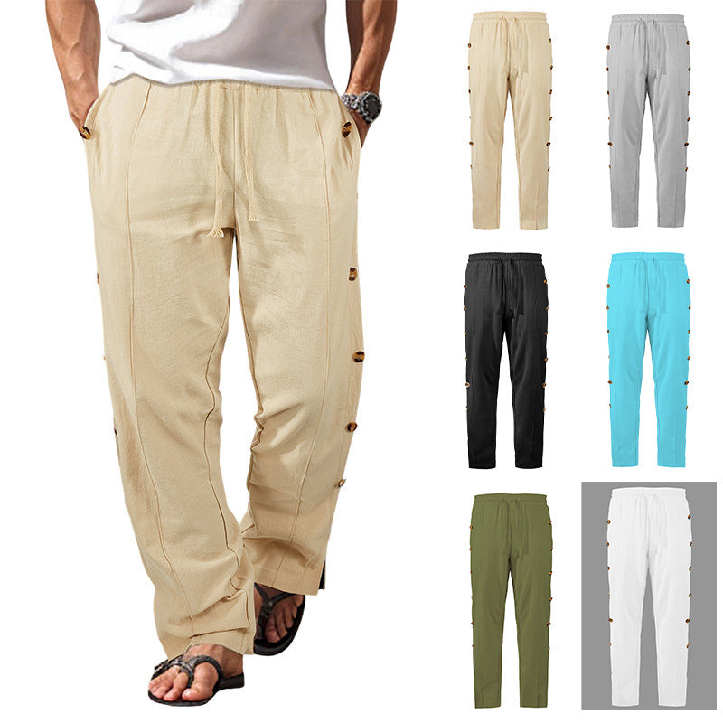 Herren modische Designerhose mit Knopfleiste und verstellbarem Bund EB