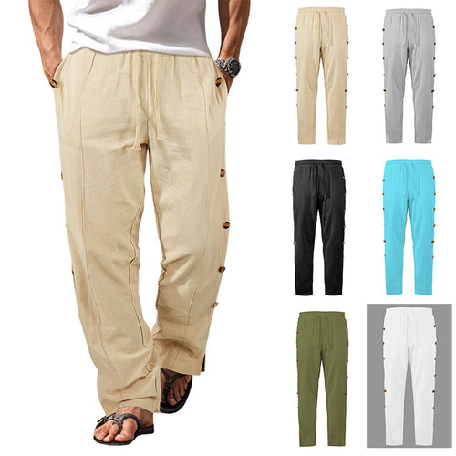 Herren modische Designerhose mit Knopfleiste und verstellbarem Bund EB