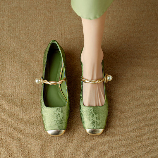 Damen Ballerinas mit Perlenschmuck und elegantem Design EB