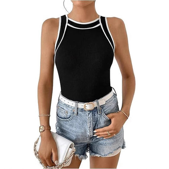 Damen sportliches Body mit kontrastierenden Trägern EB