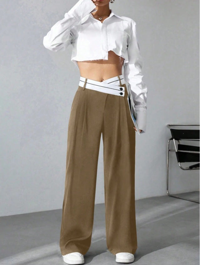 Damen Modische Palazzo-Hose mit asymmetrischem Bund EB