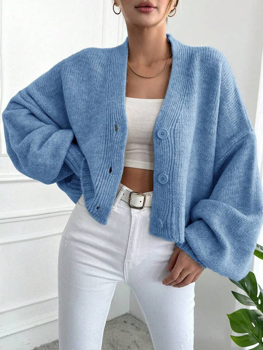 Damen Oversized Strickjacke mit Knopfdesign und weitem Schnitt EB