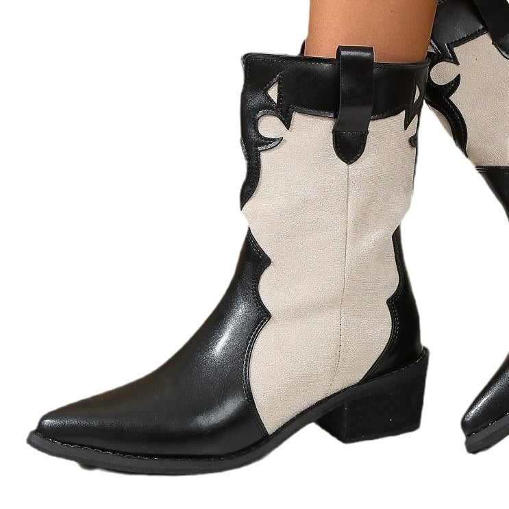 Damen Cowboy-Stiefel mit modischen Akzenten und robustem Blockabsatz EB