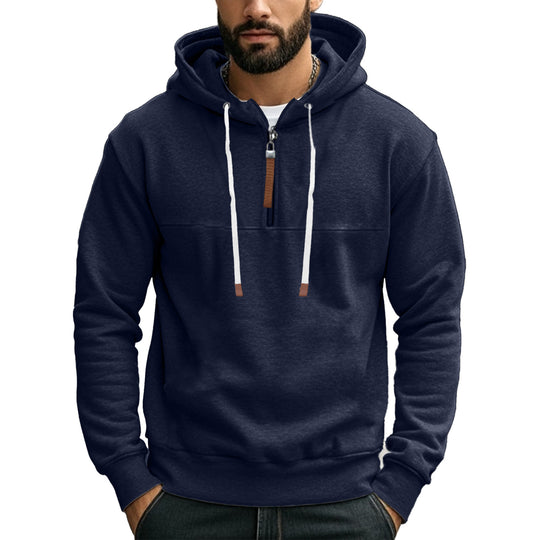 Herren Kapuzensweater mit halbem Reißverschluss und modernem Schnitt EB