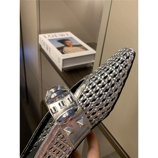 Damen modische Mules mit dekorativem Riemen EB