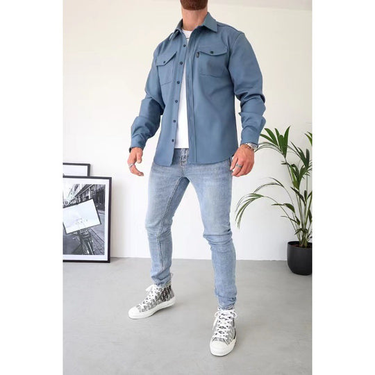 Herren Hemdjacke mit Brusttaschen und taillierter Passform EB