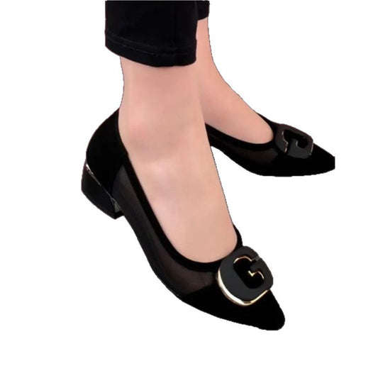 Damen Elegante Kitten Heels mit transparentem Obermaterial und modischem Schmuckdetail EB