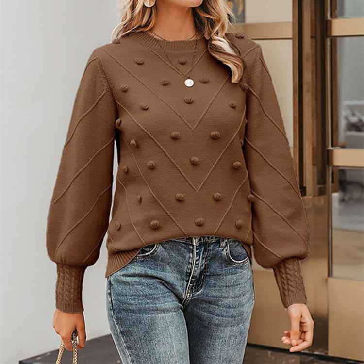 Damen Strickpullover mit 3D-Pünktchen EB