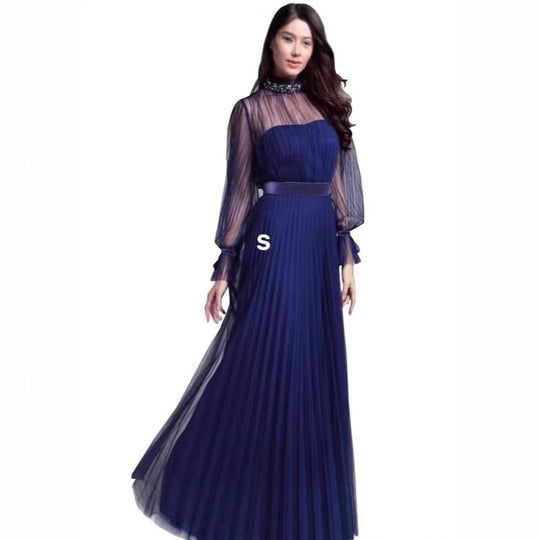 Damen Elegantes Maxikleid mit schimmerndem Chiffon und verspielten Rüschendetails EB
