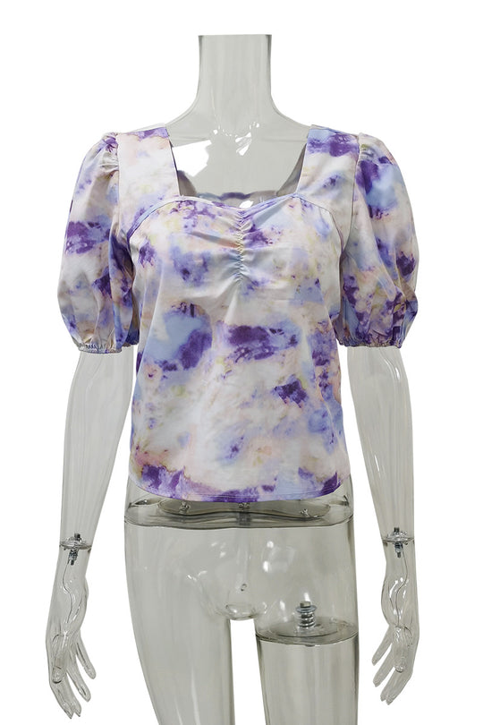 Damen Blusenshirt mit Puffärmel und floralen Details EB