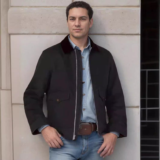 Herren lässige Utility-Jacke mit praktischen Taschen und robustem Design EB