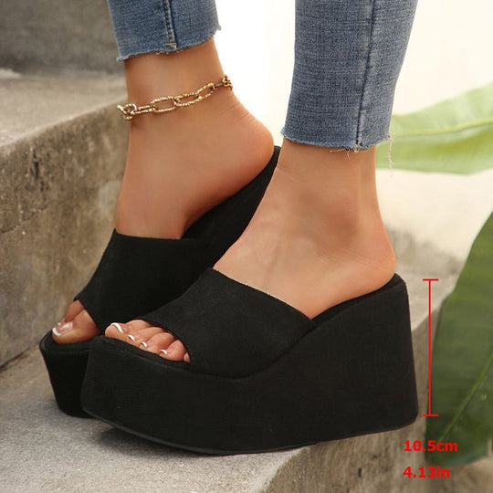 Damen Plateau-Sandalen mit transparentem Riemen und rutschfester Sohle EB