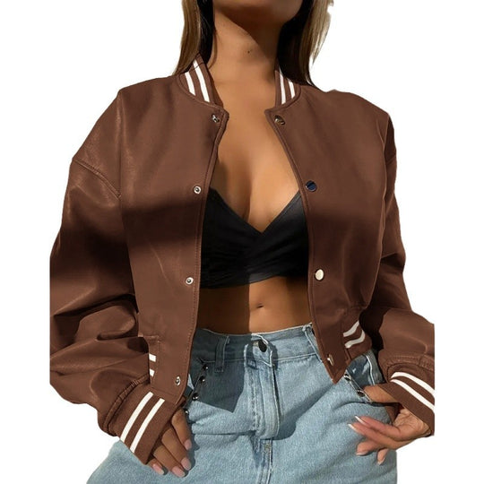 Damen Sportliche cropped Bomberjacke im Vintage-Stil EB