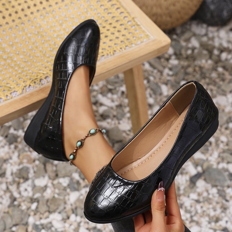 Damen Komfortable Wedge-Pantoletten mit elegantem Krokodilleder-Design EB