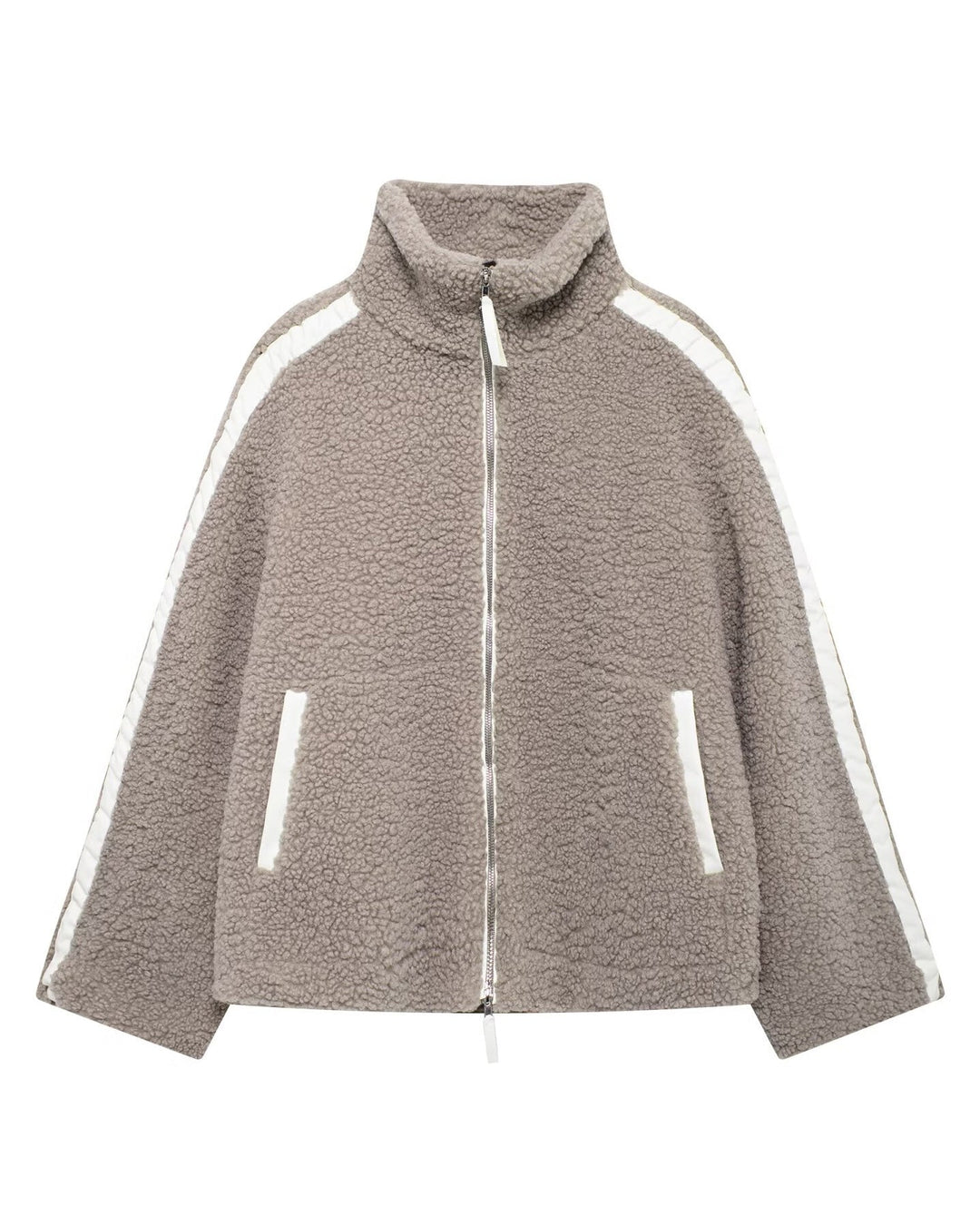 EB | Stehkragen Doppel End Reißverschluss Fleece Strickjackejacke