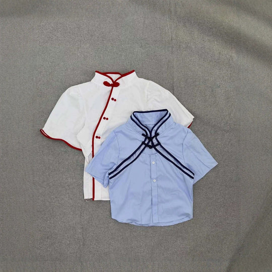 Damen Elegante Chiffon-Bluse mit Stehkragen und Rüschendetails EB