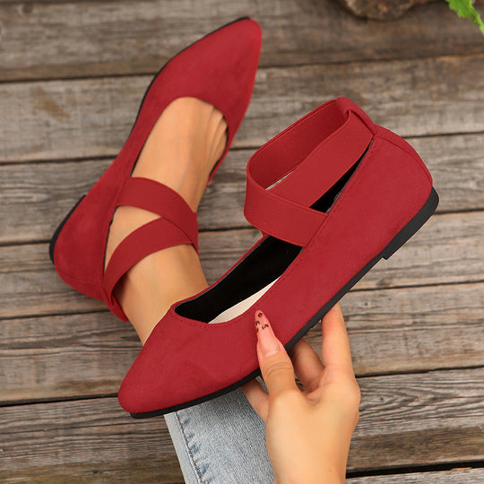 Damen Bequeme Ballerinas mit elastischem Riemchen und modischem Design EB