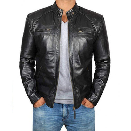 Herren Bikerjacke mit funktionalen Taschen und einzigartiger Steppung EB