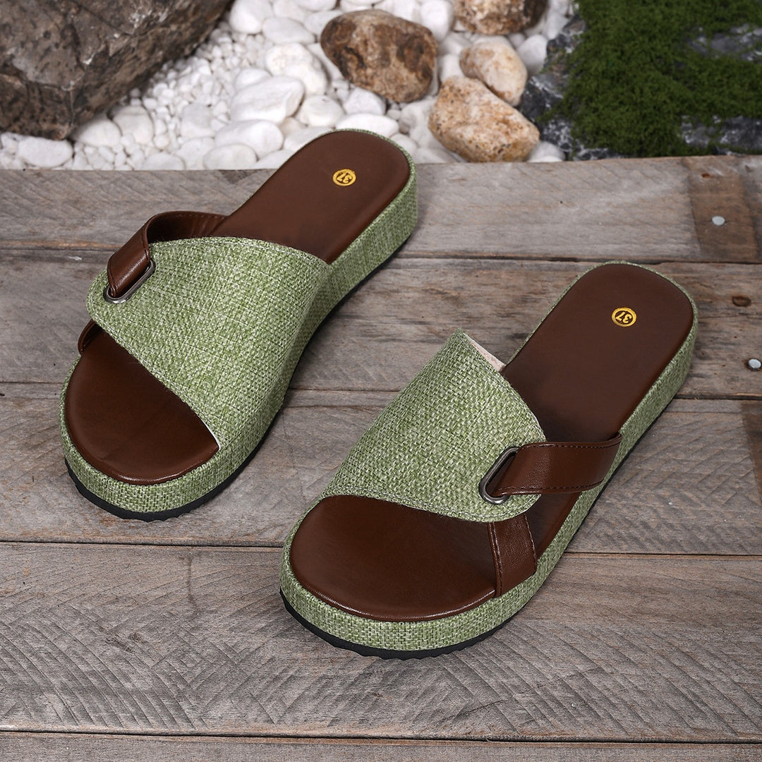 Damen bequeme Schlappen mit modischem Faltendesign EB