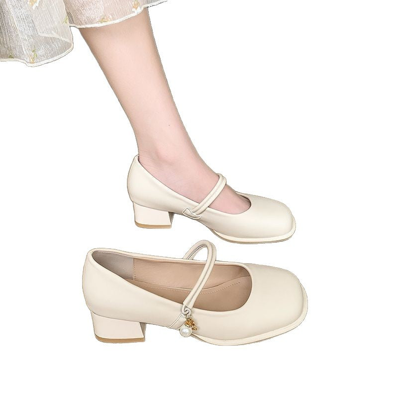 Damen Mary Jane Pumps mit Blockabsatz und Schmuckdetail EB