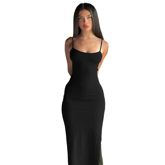 Damen Midikleid mit verstellbaren Spaghettiträgern und figurbetontem Schnitt EB