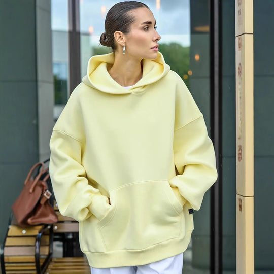 Damen Oversized Kapuzenpullover mit extra weitem Schnitt und Kängurutasche EB