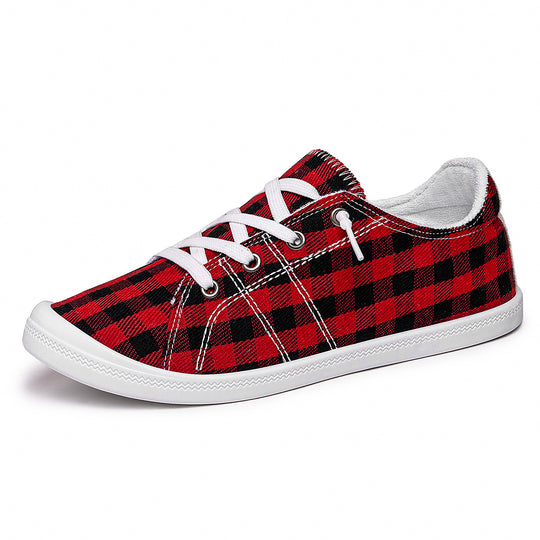 Damen nan klassische Canvas-Sneaker low-top mit verstärkter Gummisohle, Metallösen und gepolstertem Fersenkragen EB