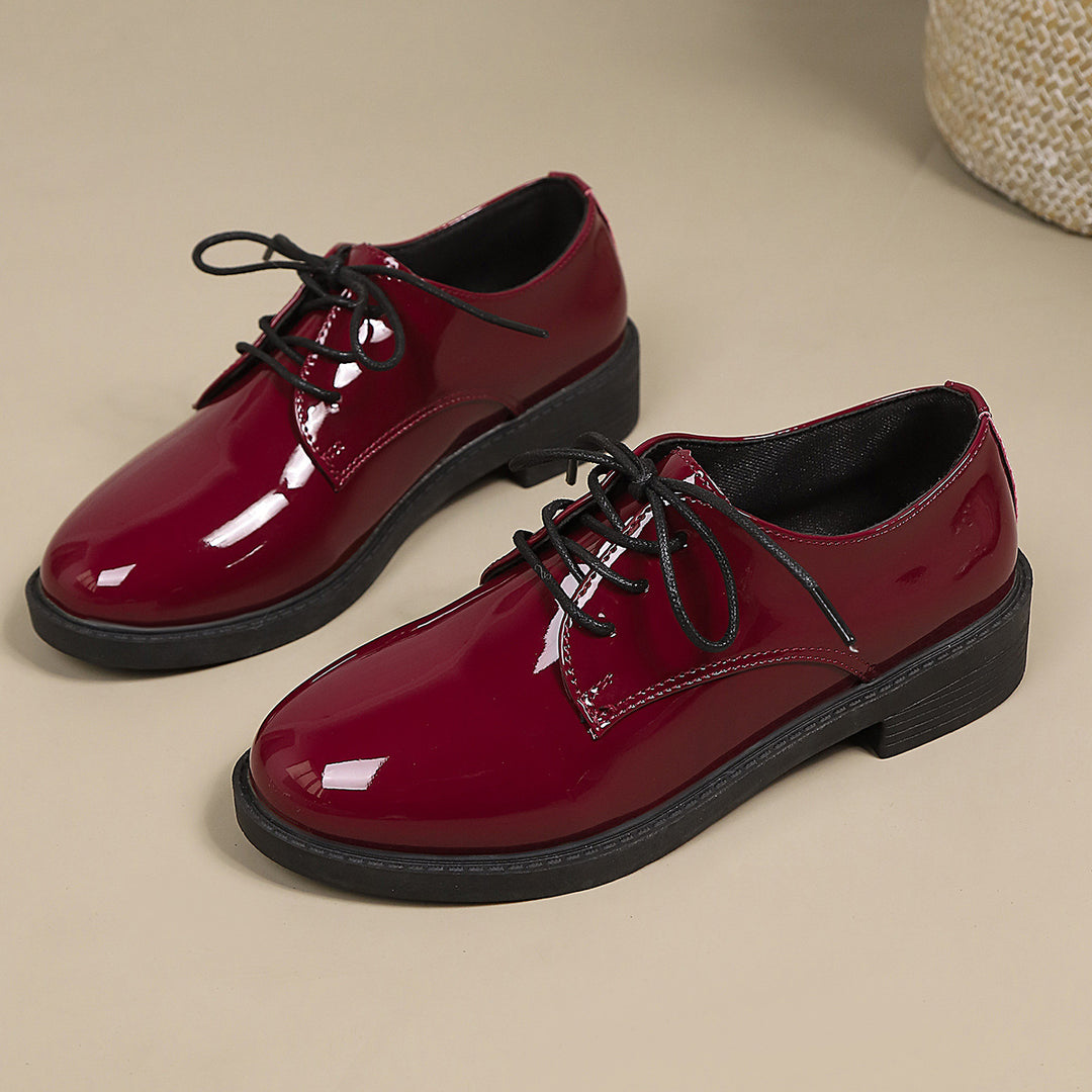 Damen klassische Schnürschuhe mit glänzender Oberfläche EB