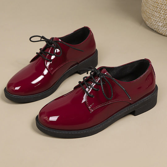 Damen klassische Schnürschuhe mit glänzender Oberfläche EB