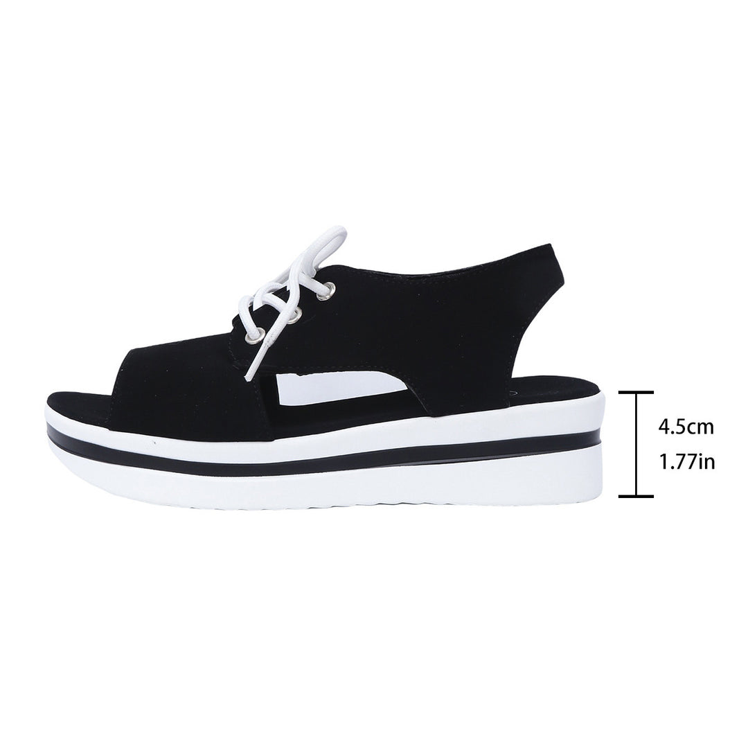 Damen Plateau-Sandalen mit atmungsaktiven Einschnitten und verstellbarem Riemen EB