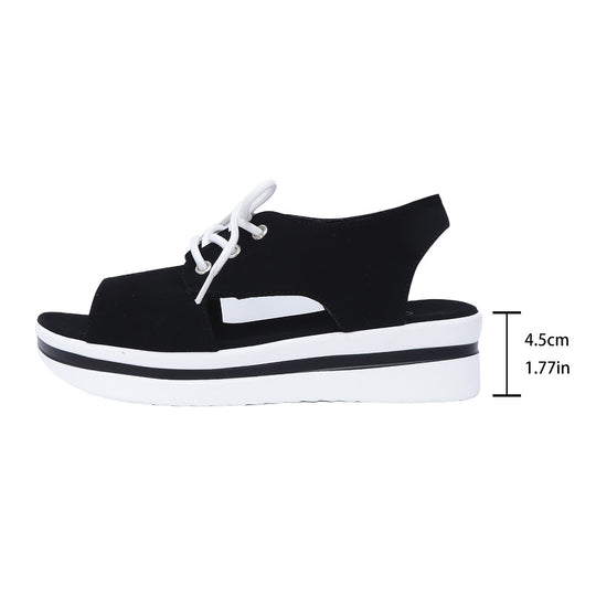 Damen Plateau-Sandalen mit atmungsaktiven Einschnitten und verstellbarem Riemen EB
