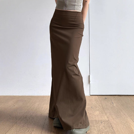Damen nan taillierter Maxirock mit hohem Bund, geradem Fall und seitlichem Schlitz EB