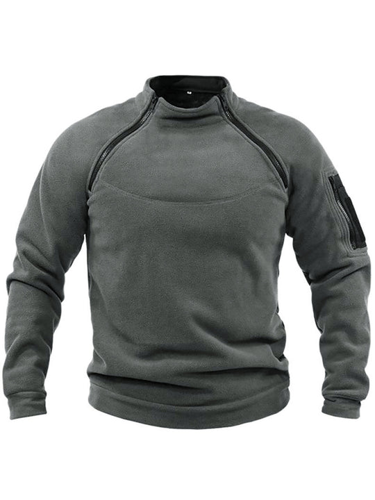 Herren Thermo-Fleecepullover mit hochschließendem Kragen und praktischen Taschen EB
