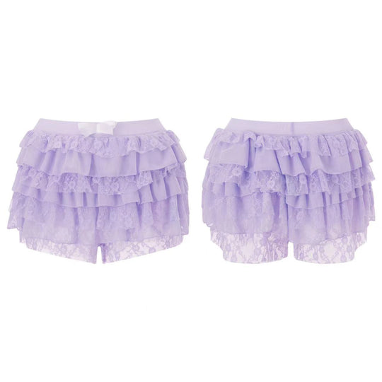 Damen Spitzen-Shorts mit voluminösen Rüschendetails EB