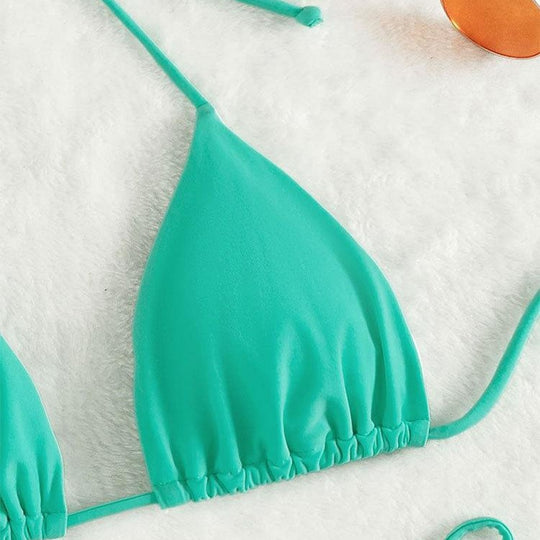 Damen Triangel-Bikini mit verstellbaren Bindebändern und nahtlosem Design EB
